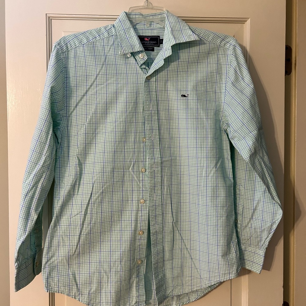 Vineyard Vines Men's Green Checkered Shirt
